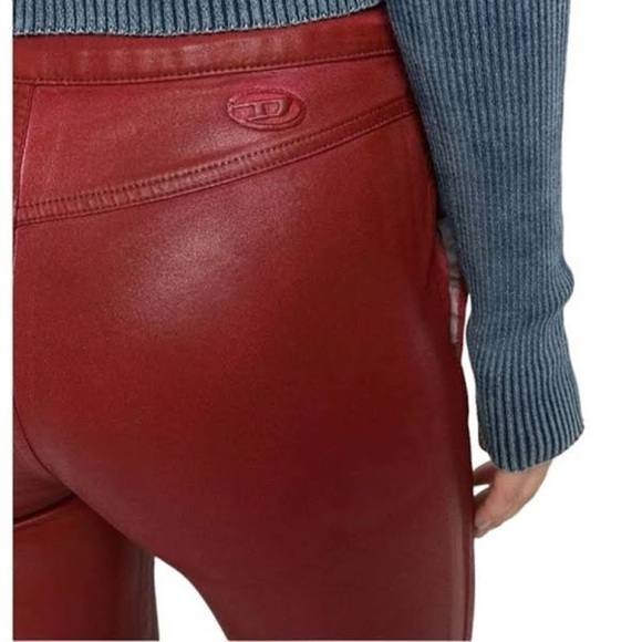 NWT Diesel Skinny-D-Tail Track Wax-Coated Red Pants - Picture 4 of 6